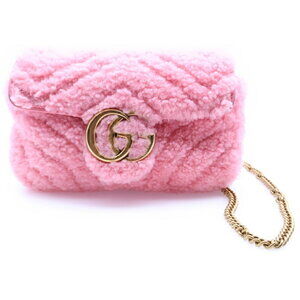 GUCCI GG Marmont Chain Shoulder Bag Pink RED